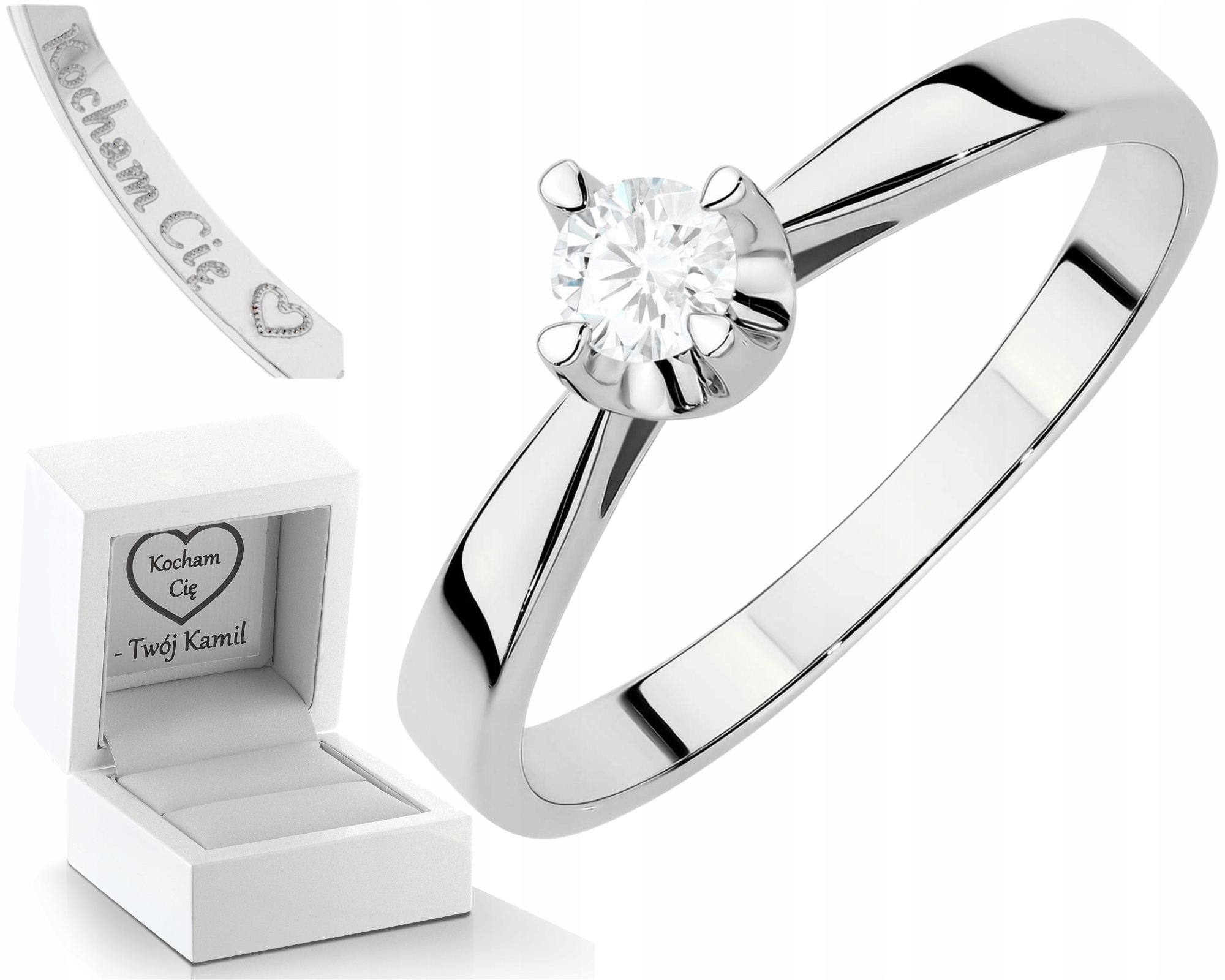 Bílé Zlato Klasický Prstýnek Briliant Lab Drť 585