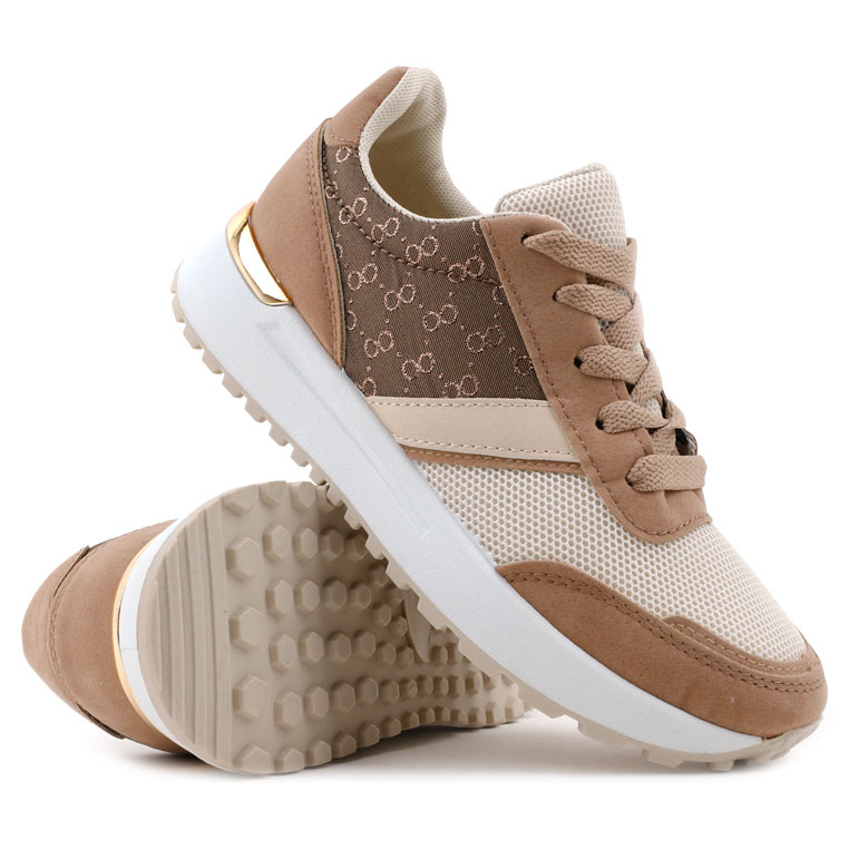 Dámské béžové sportovní boty na platformě s nízkým šněrováním, velikost 41