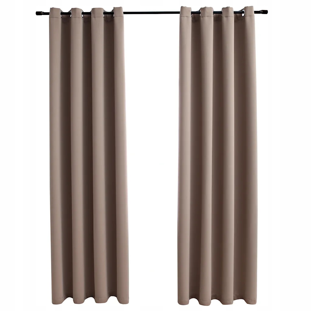 taupe záclony 140 x 245 cm s kovovými kolečky, 2 ks