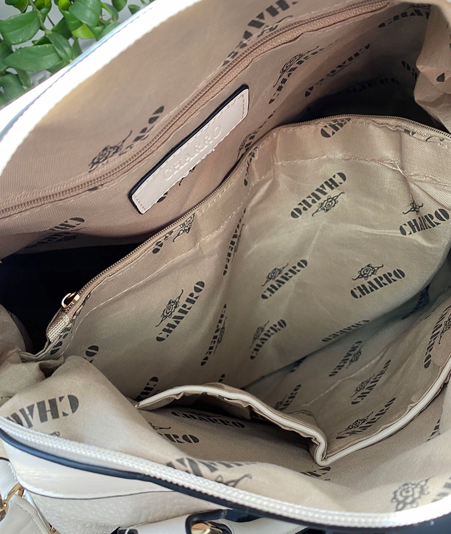 CHARRO Elegancka Torebka Damska listonoszka kuferek CH202320 Black Głębokość produktu 14 cm