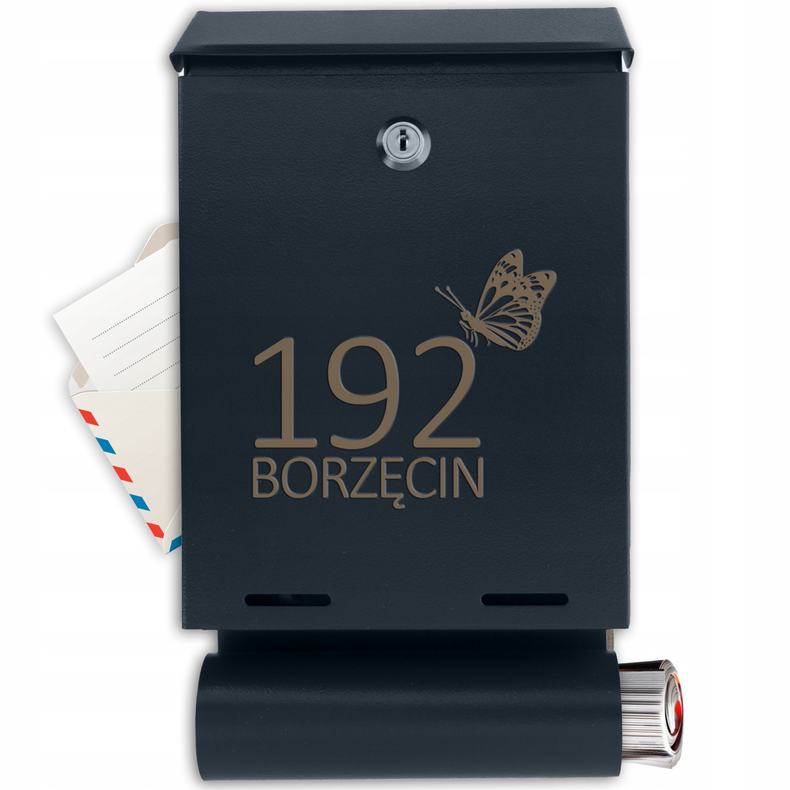 Poštovní Schránka Na Dopisy S Adresním Číslem Domu Gravírovaná S Tubou