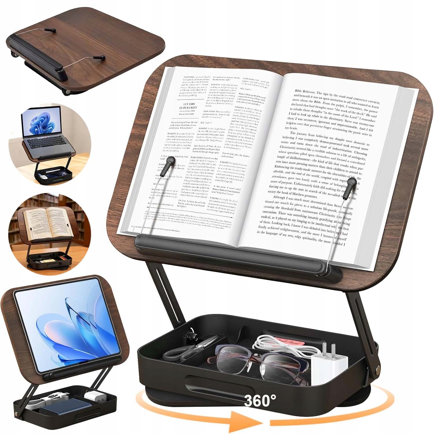 Podstavec Pod Knihu Stojan Na Podpěru Pro Tablet Nastavitelný Pro Čtení 360°