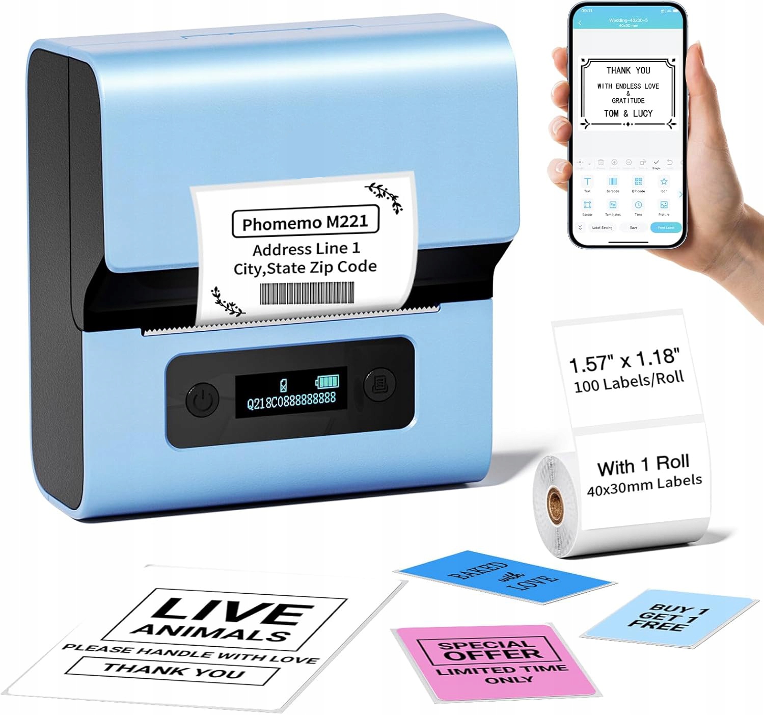 Phomemo M221 mini termálna tlačiareň samolepiacich nálepiek 80 mm