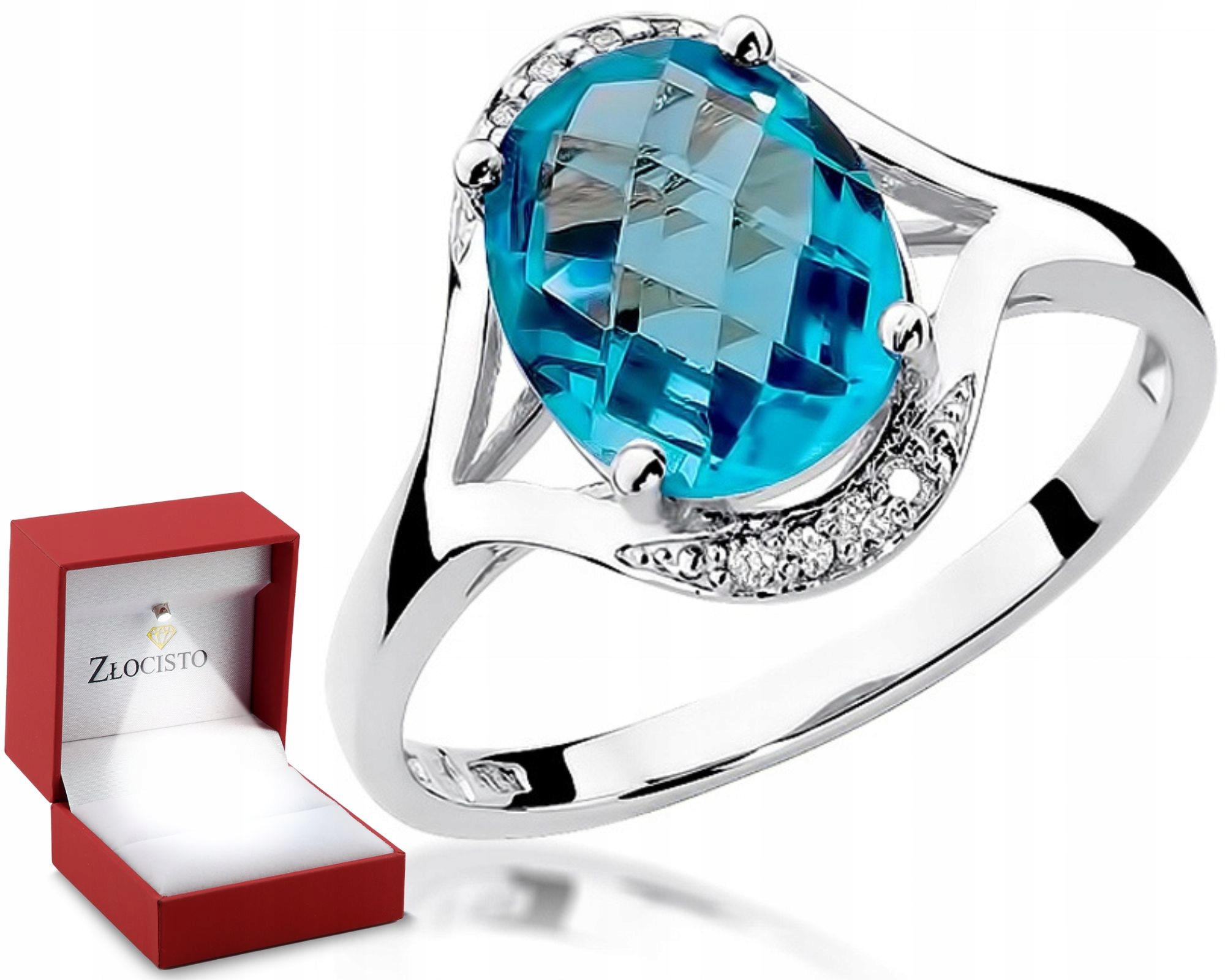 Prstýnek topaz brilianty 585 Gravírování Bonus