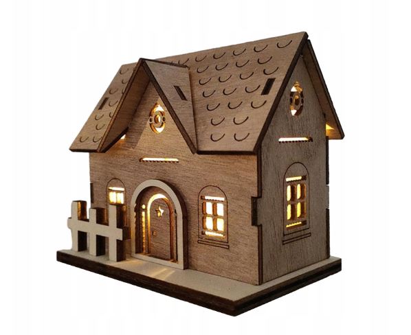 DOMEK OZDOBA BOŻO NARODZENIOWA Z DREWNA RĘCZNIE ROBIONA