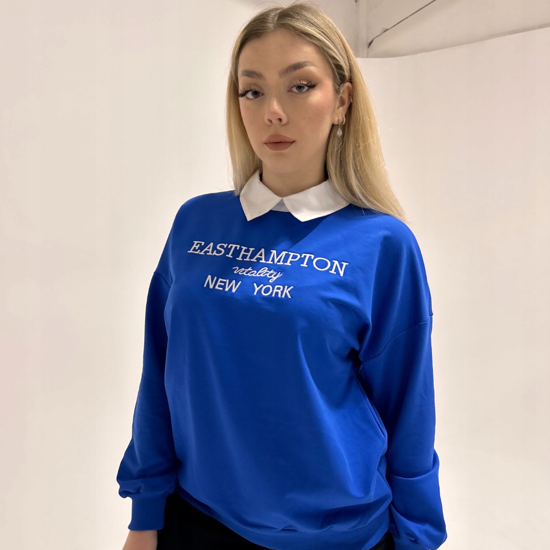 Bluza Easthampton L Niebieski Dekolt na jedno ramię