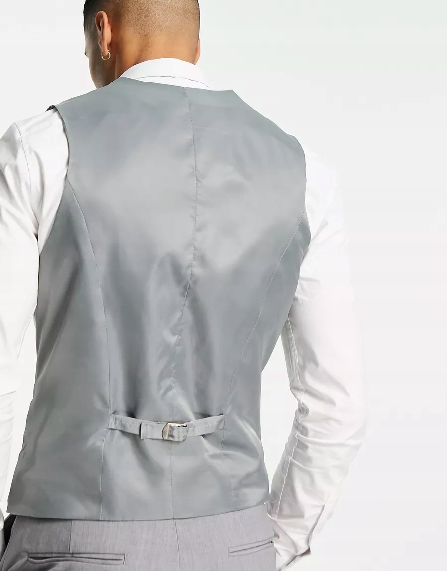 KAMIZELKA ELEGANCKA MĘSKA SZARA GŁADKA 44 1XMD Płeć mężczyzna