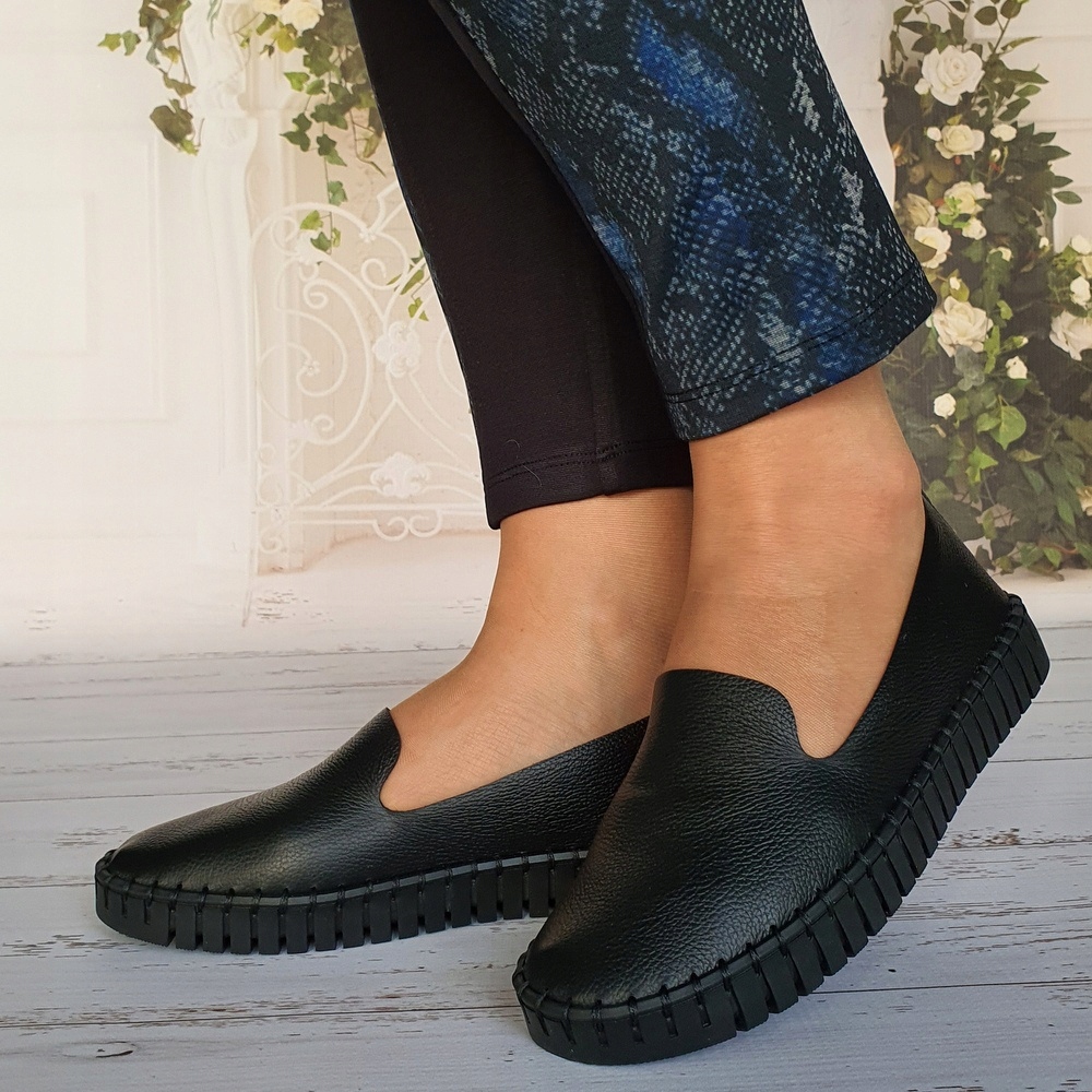 

Nessi 18389 miękkie mokasyny slip on czarne 38