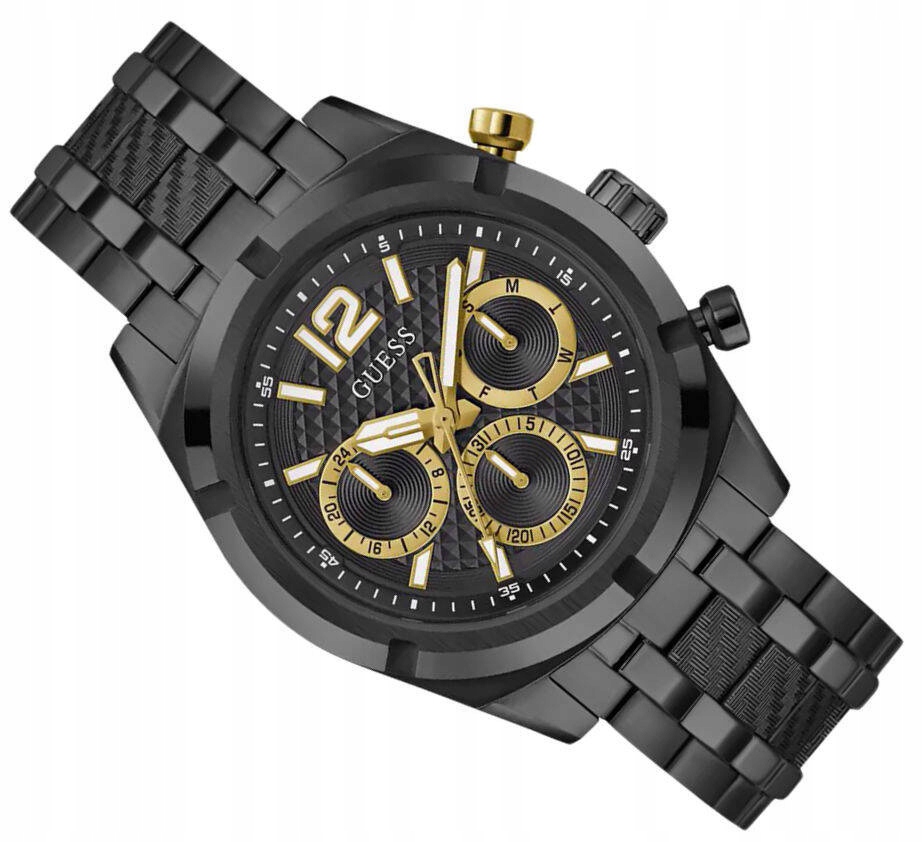 Pánské Elegantní Černé Hodinky Guess Resistance GW0714G4 50M Vodotěsné
