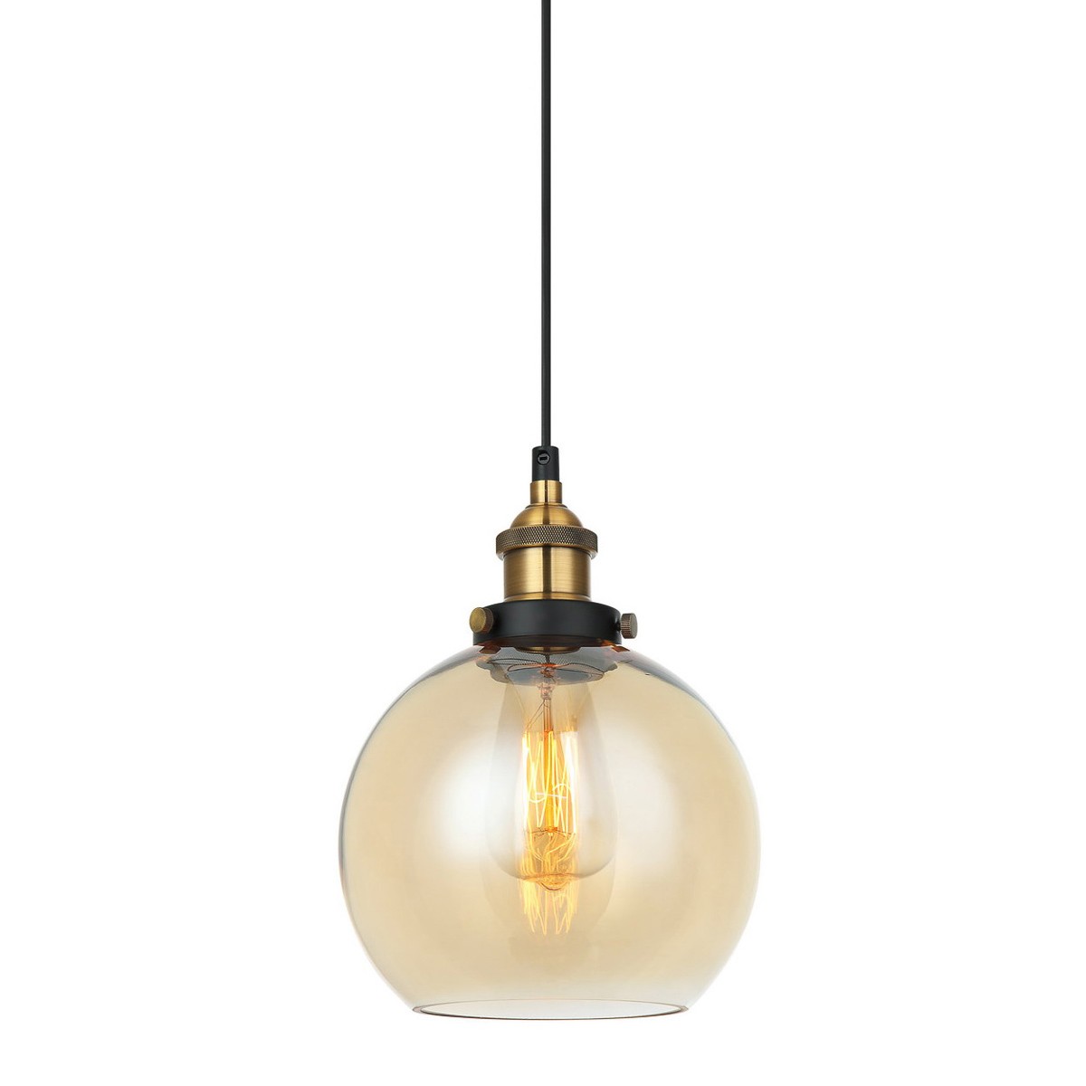 Cardena Závěsná lampa Černá Zlatá Loftová Kulatá E27 40W IP20