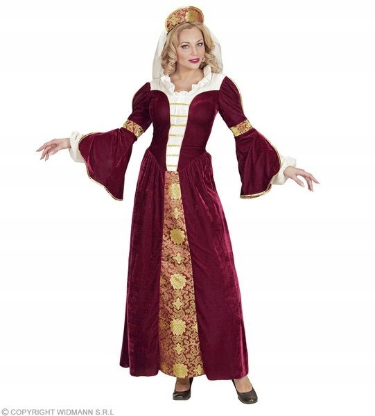 Středověké Kostým Královny V Bordó Boze L