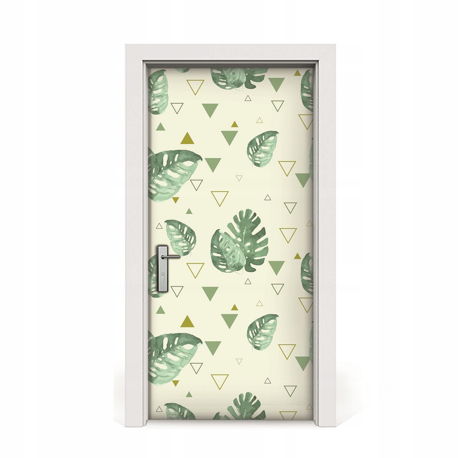 

Okleina naklejka drzwi Monstera i trójkąty 95x205