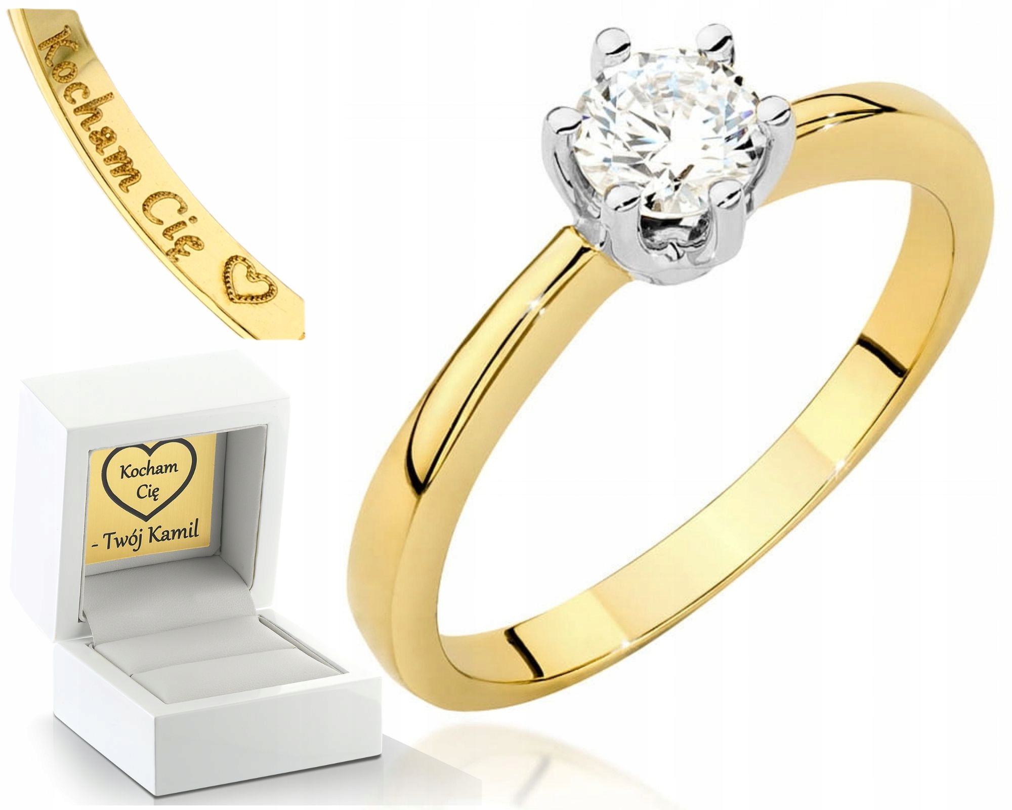 Zlatý Prstýnek S Briliantem 585 Gravírování Uvnitř Prstenu – Dárek