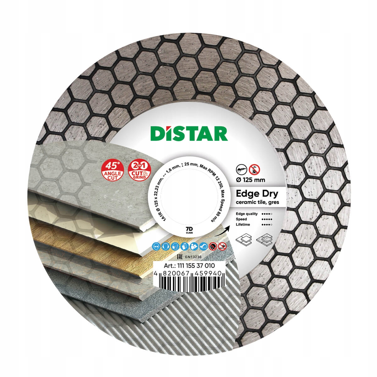 

Tarcza diamentowa 45st gres 125 mm Distar Edge Dry