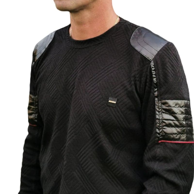 MONDO Premium Koszulka Bluzka jodełka czarna XL