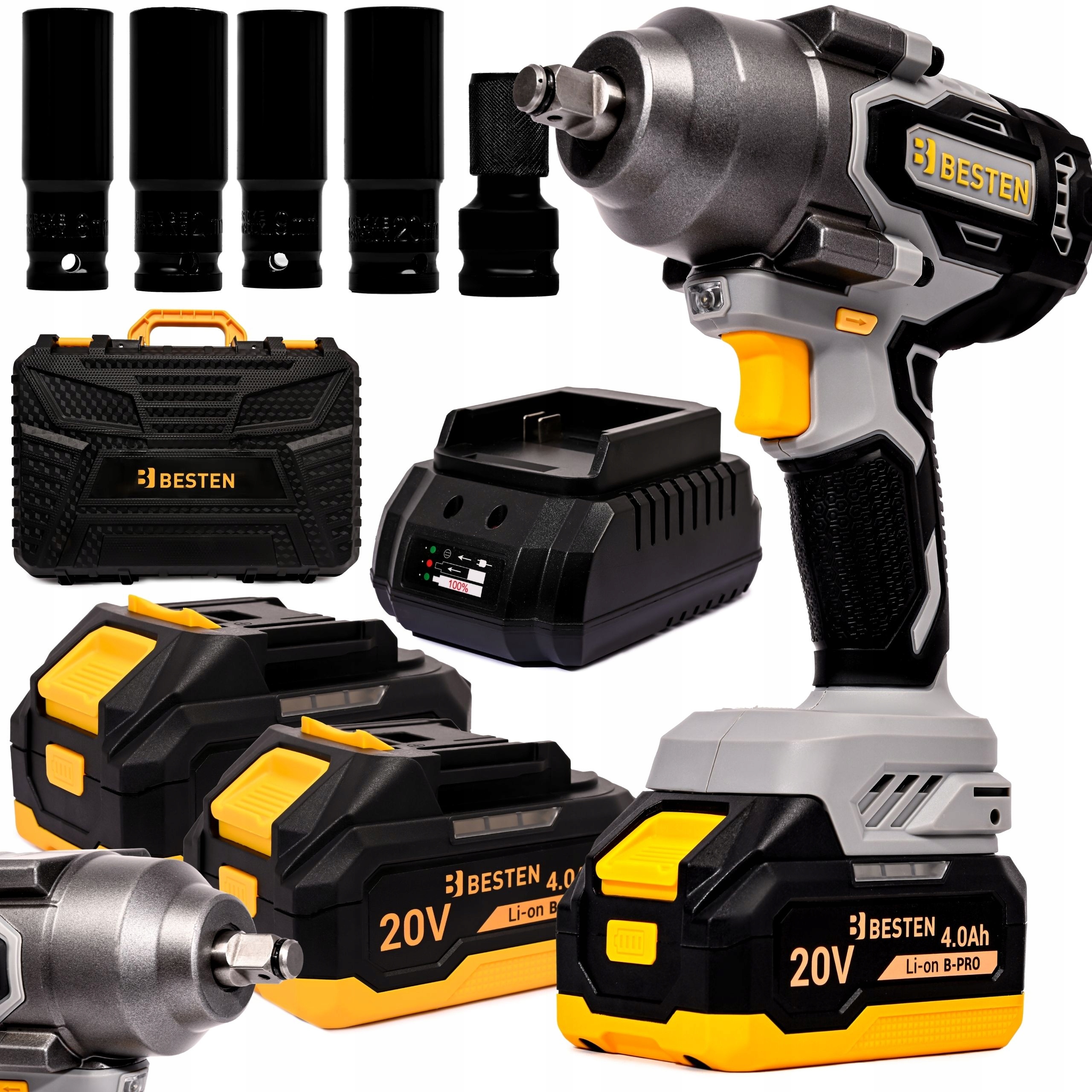 Akumulátorový úderový klíč Bezkartáčový nástavec 2XAku Silný 800 Nm pro kola