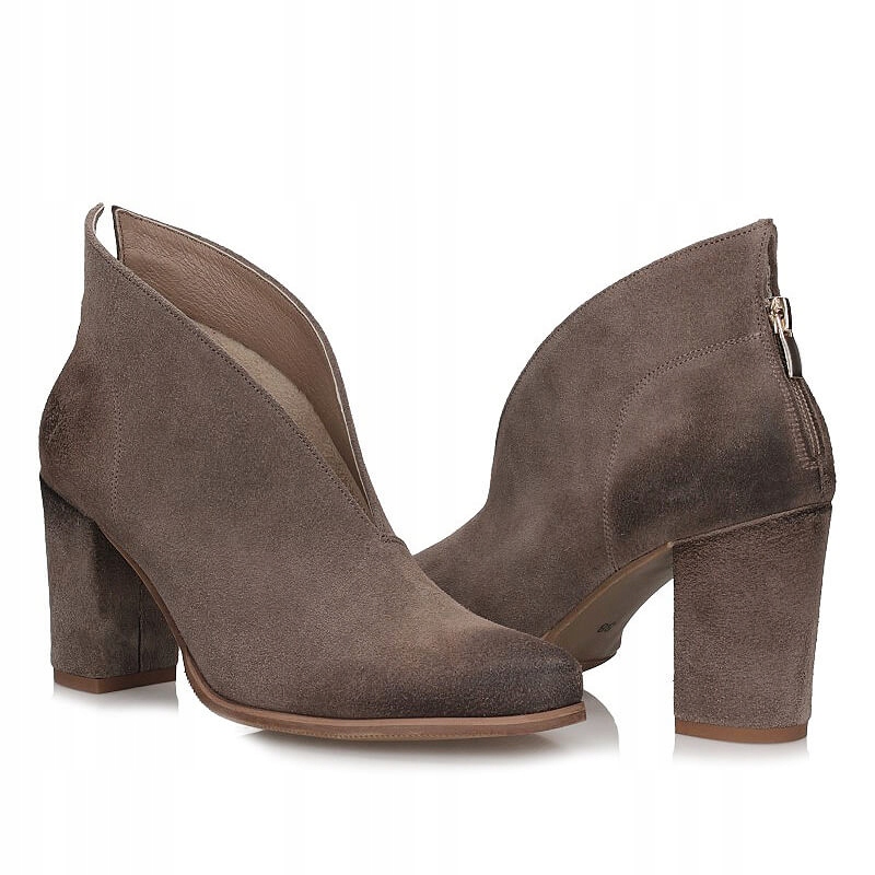 Zamszowe Wiosenne Botki na słupku EXQUISITE 1231 Rozmiar 41