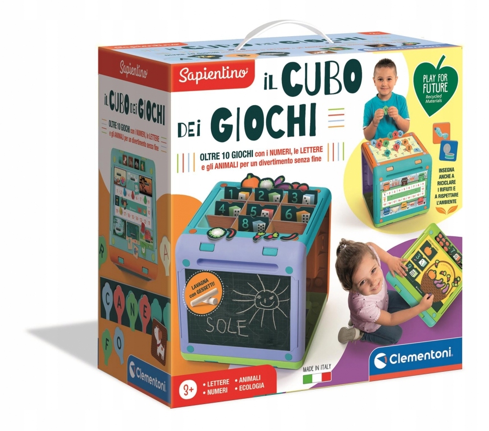 Gra edukacyjna Sześcian Literki Liczby Zwierzęta Eko Clementoni 50695