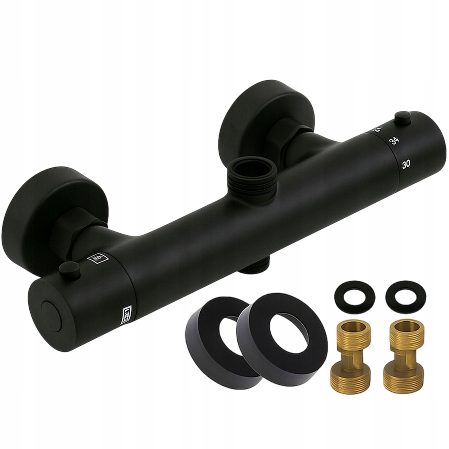 Termostatická Sprchová Baterie Černá Matná Nástěnná Koupelnová Sada