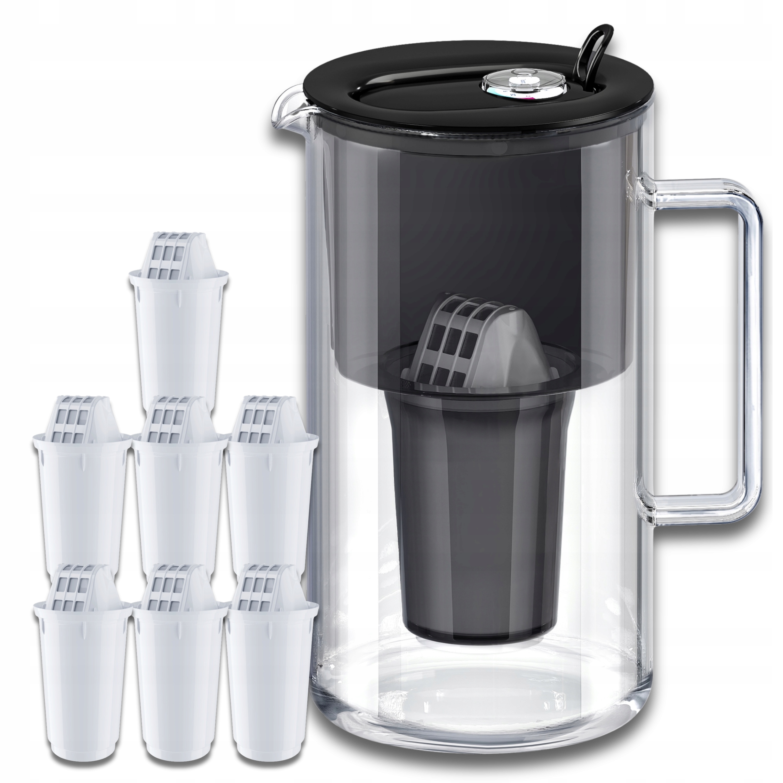 Filtrační konvice skleněná Aquaphor Nord 2,5 l 7 náplní A5 (350 l), černá