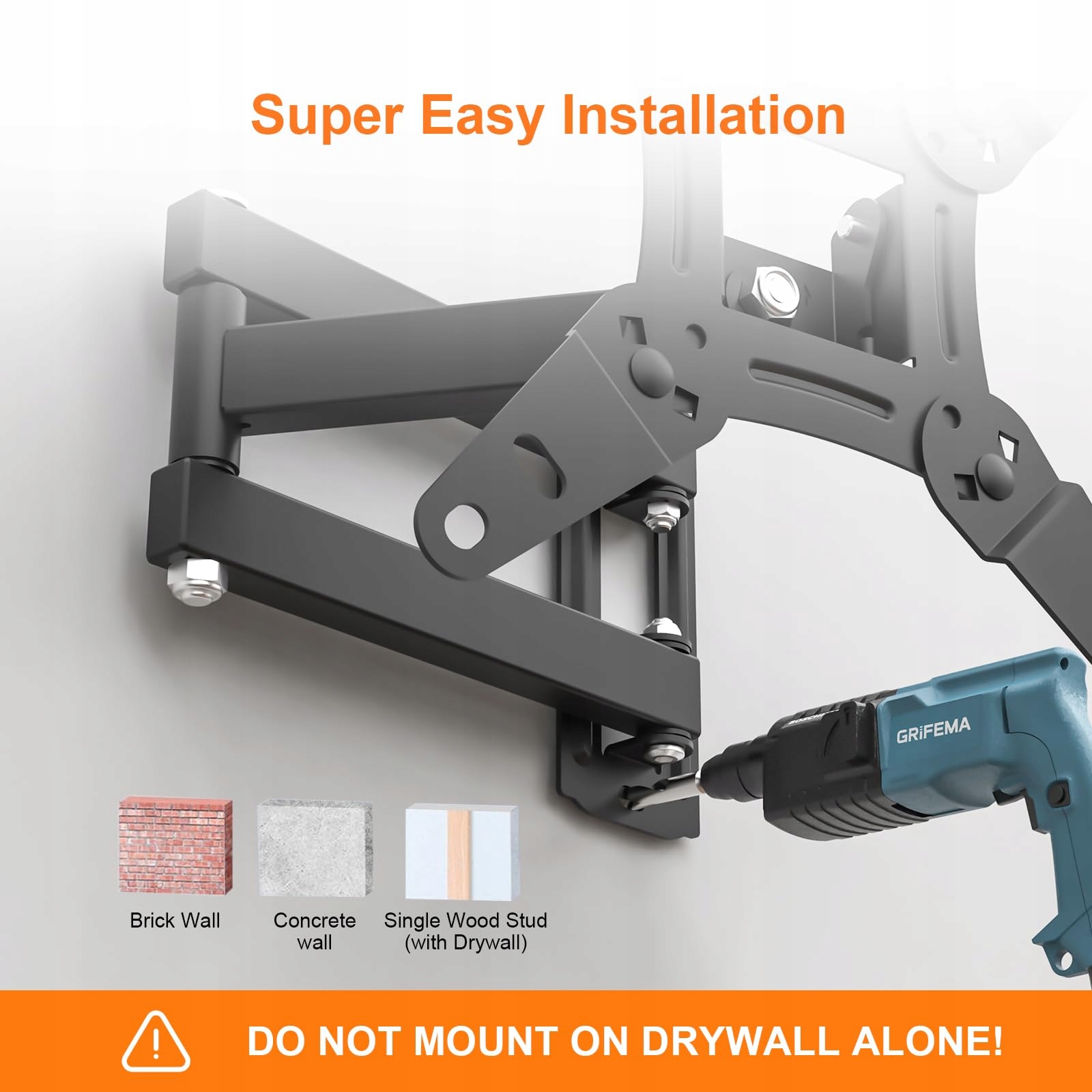 GRIFEMA TV Mount 13-43" 360° Adjustable, Up to 20kg, VESA 200x200 — miniatura 6