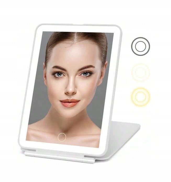 Lusterko Do Makijażu Lustro Kosmetyczne Stojące Podświetlane LED 3 Tryby Rodzaj składane