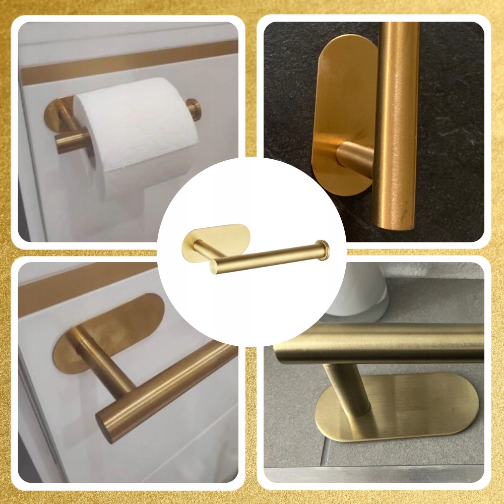 UCHWYT SAMOPRZYLEPNY PAPIER TOALETOWY ZŁOTY LOFT Szerokość produktu 16 cm