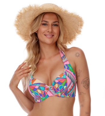 Plavková podprsenka Lupoline Midoro Kopa push-up vázaná barevná 70F