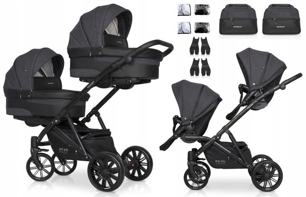 RIKO TEAM 2W1 WÓZEK BLIŻNIACZY ADAPTERY MC