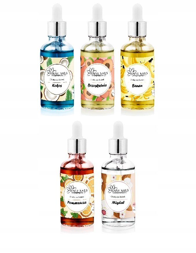 5x OLIWKA do SKÓREK paznokci KOKOS BRZOSKWINIA BANAN MIGDAŁ ORANGE 5x 50ml