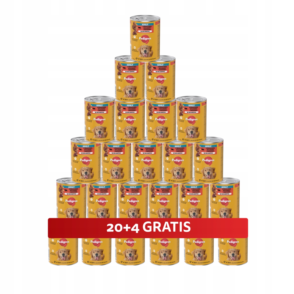 Pedigree mokra karma dla psa z wołowiną w galaretce puszka 400g 20+4