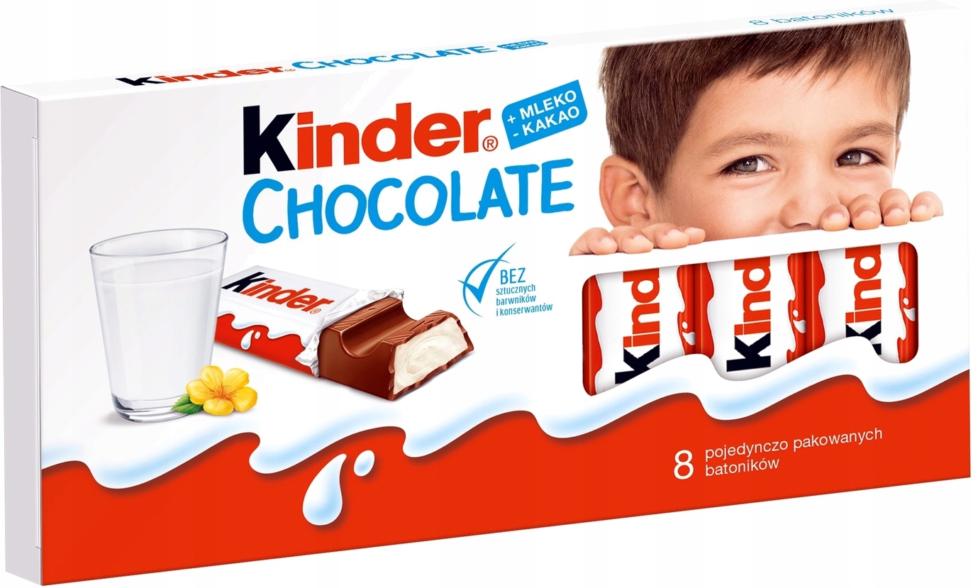 Mleczne Czekoladki Batoniki Kinder Chocolate 100g x 10 Sztuk