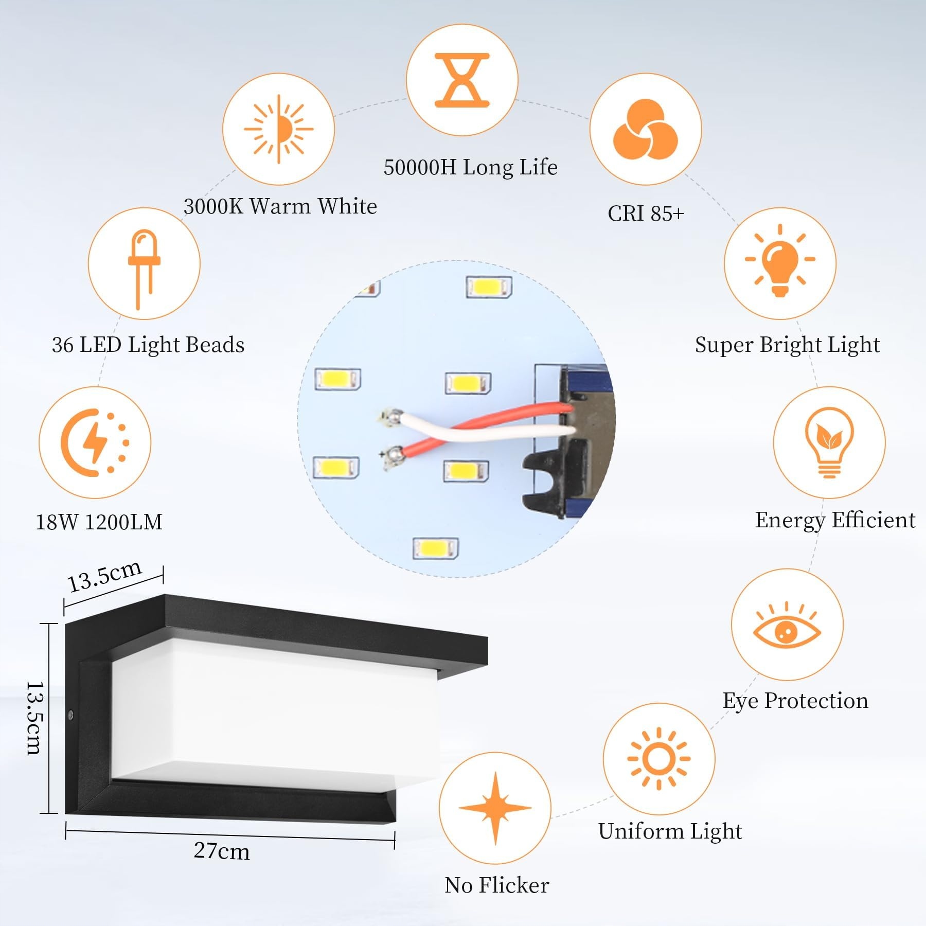 Lampa Zewnętrzna LED Wodoodporna Ogrodowa Tarasowa 18W 3000K IP65 CHENBEN — miniatura 6