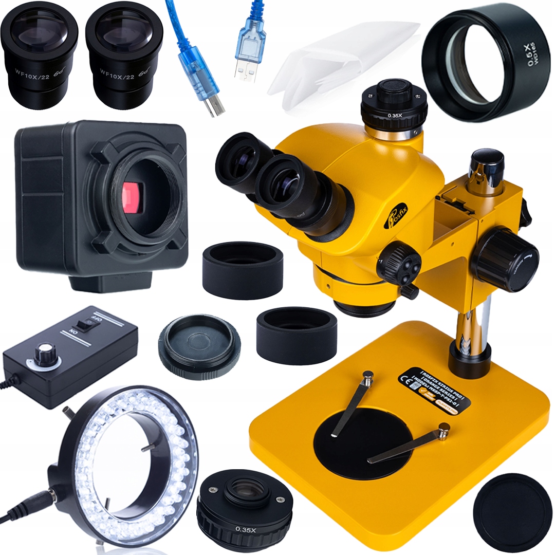 Mikroskop Sirius Trinokularový 7–50x Usb 5MP Čočka 56x Kamera Hq