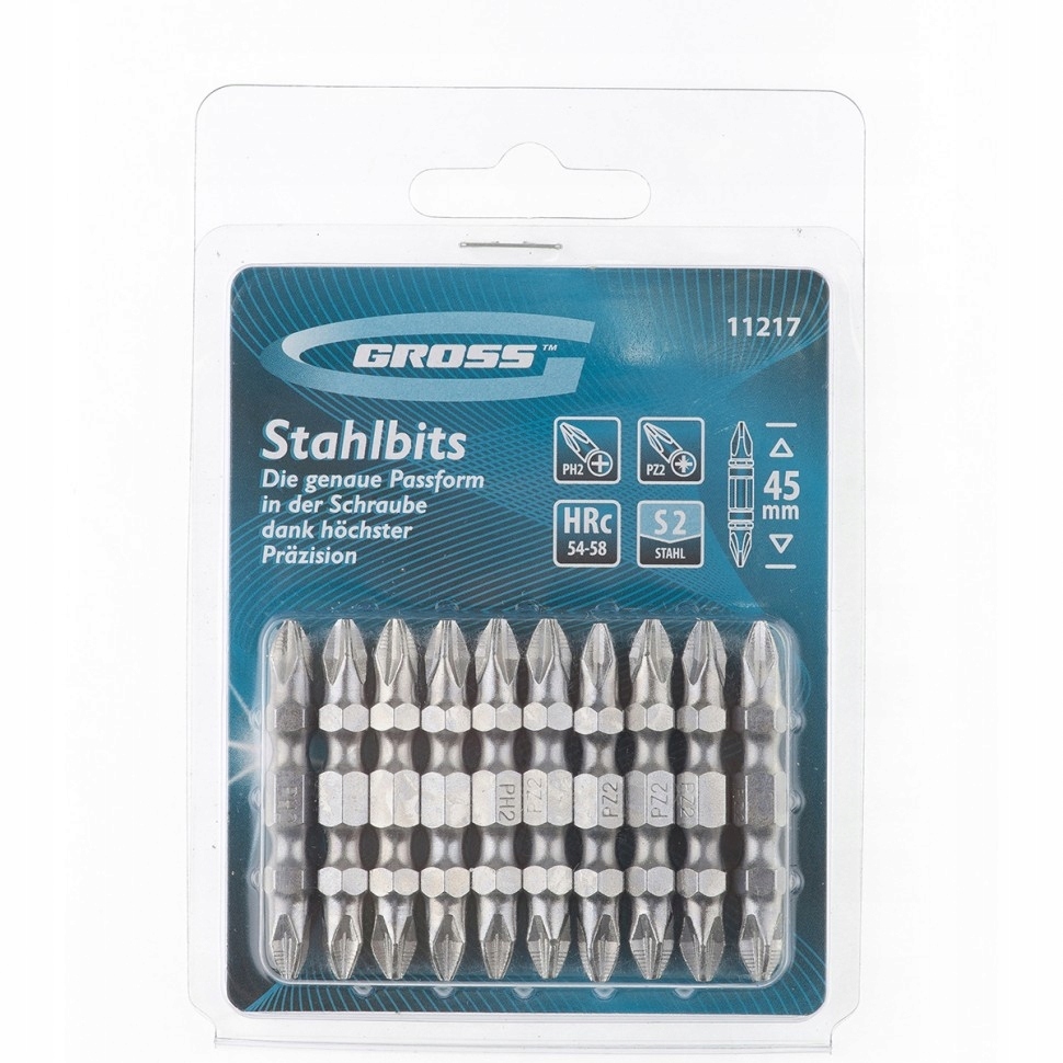 

Zestaw bitów dwustronnych PH2-PZ2 x 45 mm 10 sztuk