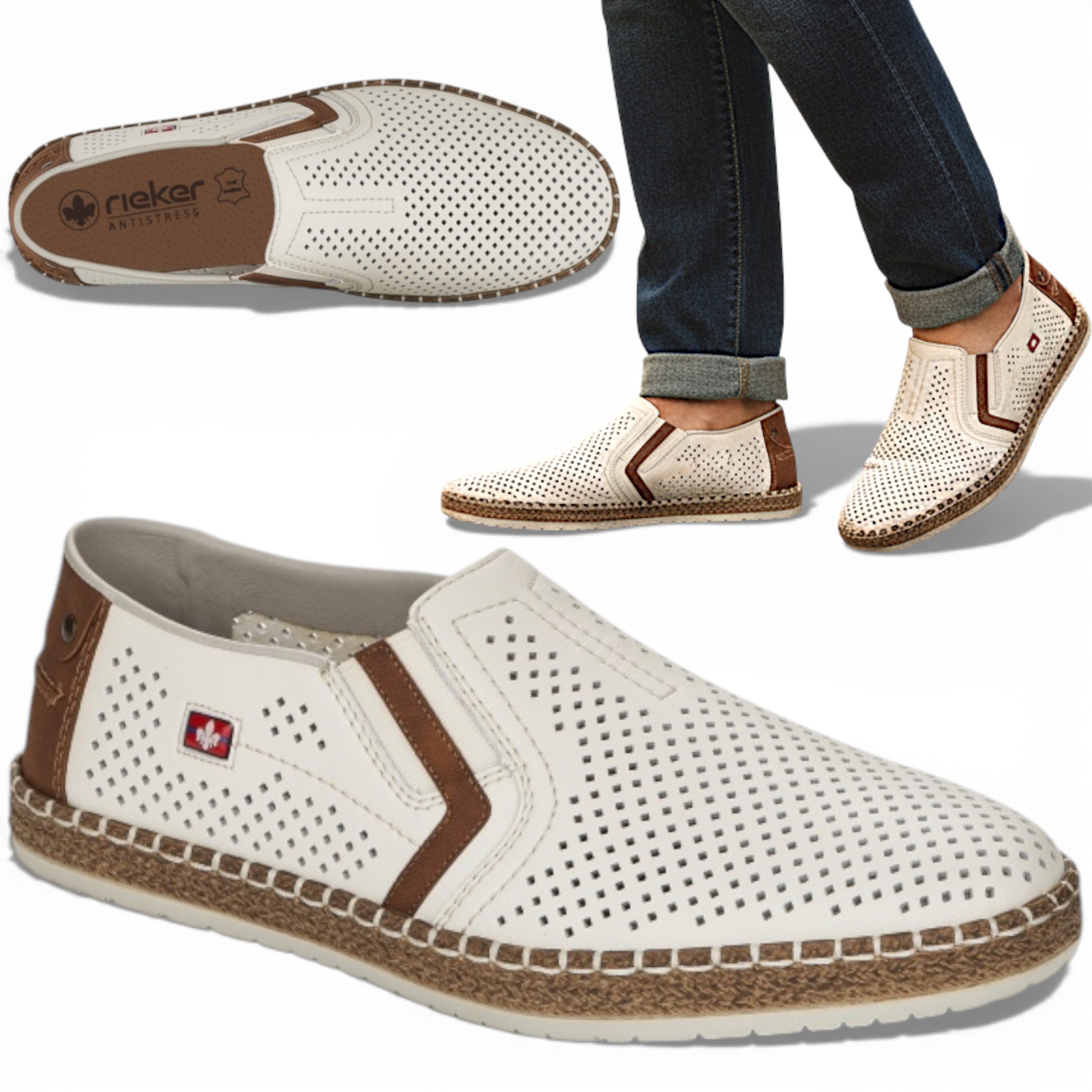 Pánské kožené polobotky 44 Rieker Jarní, pohodlné, elegantní, prodyšné