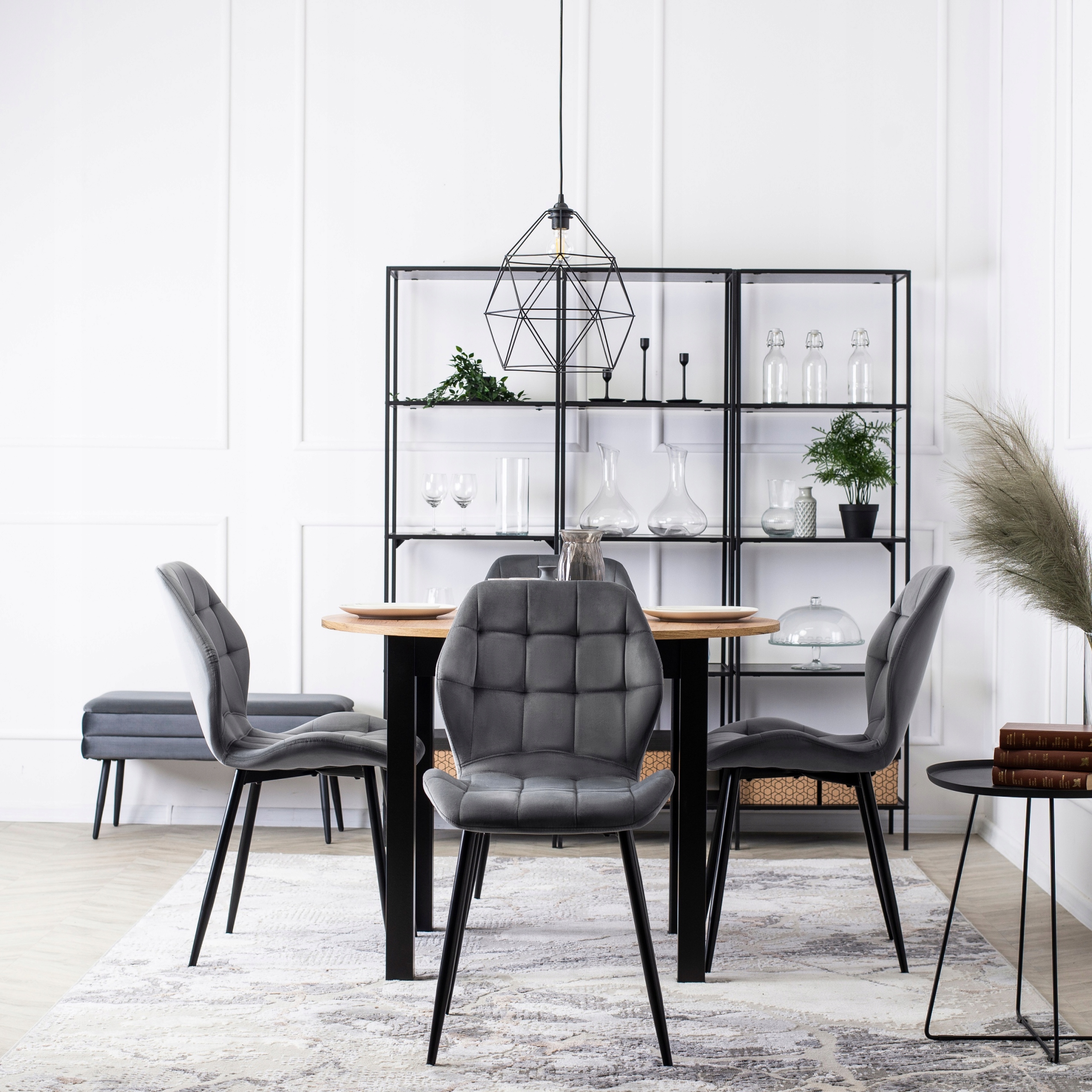 Krzesło Tapicerowane Welurowe Do Salonu Jadalni Toaletki Loft LUCKY Szare Kod producenta Tapicerowane Pikowane Wygodne Welurowe