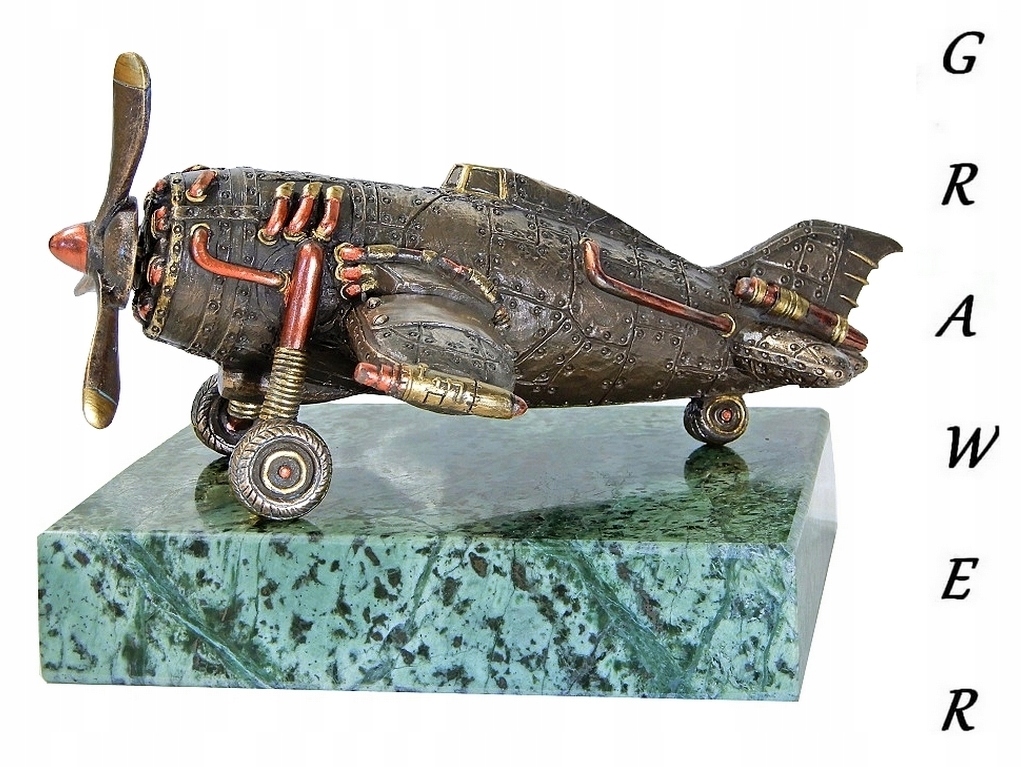 Lietadlo V Štýle Steampunk Mramorový Podstavec Gravírovanie