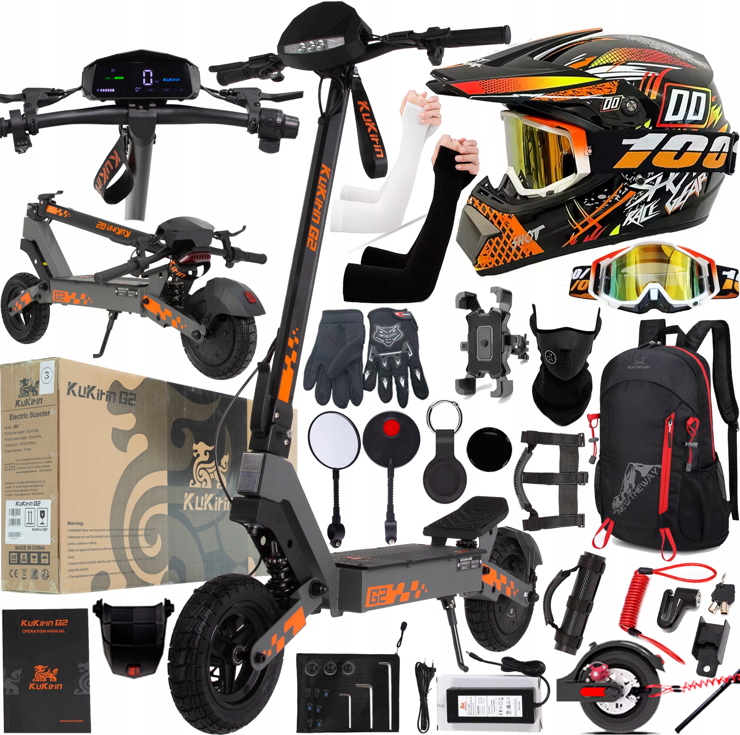 KuKirin G2 Elektrické vozidlo 800W 48V 15Ah 45KM/H 55KM 10" +11 Dárek Pl