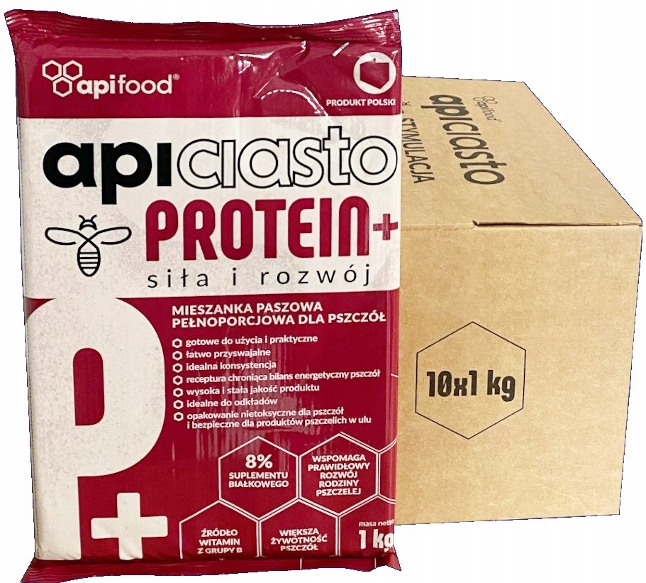 Apiciasto Protein+ 20x1KG Ciasto Pokarm Dla Pszczół proteinowe