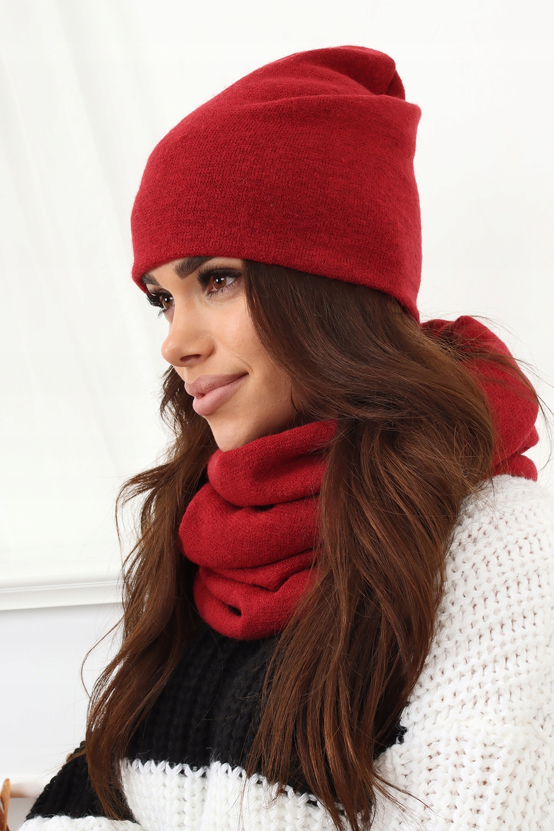 KOMPLET DAMSKI CZAPKA BEANIE KOMIN GOLF TUBA DUŻY ZESTAW CIENKI WIOSNA KOL Rozmiar uniwersalny