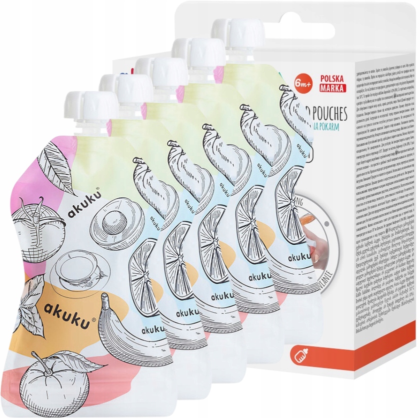 WIELORAZOWE TOREBKI NA POKARM SASZETKI 150ml AKUKU 5szt