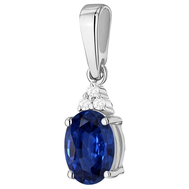 Krásný Zlatý Přívěsek Přívěsek pr. 585 se Safírem 0,90 ct a Brilianty 14k