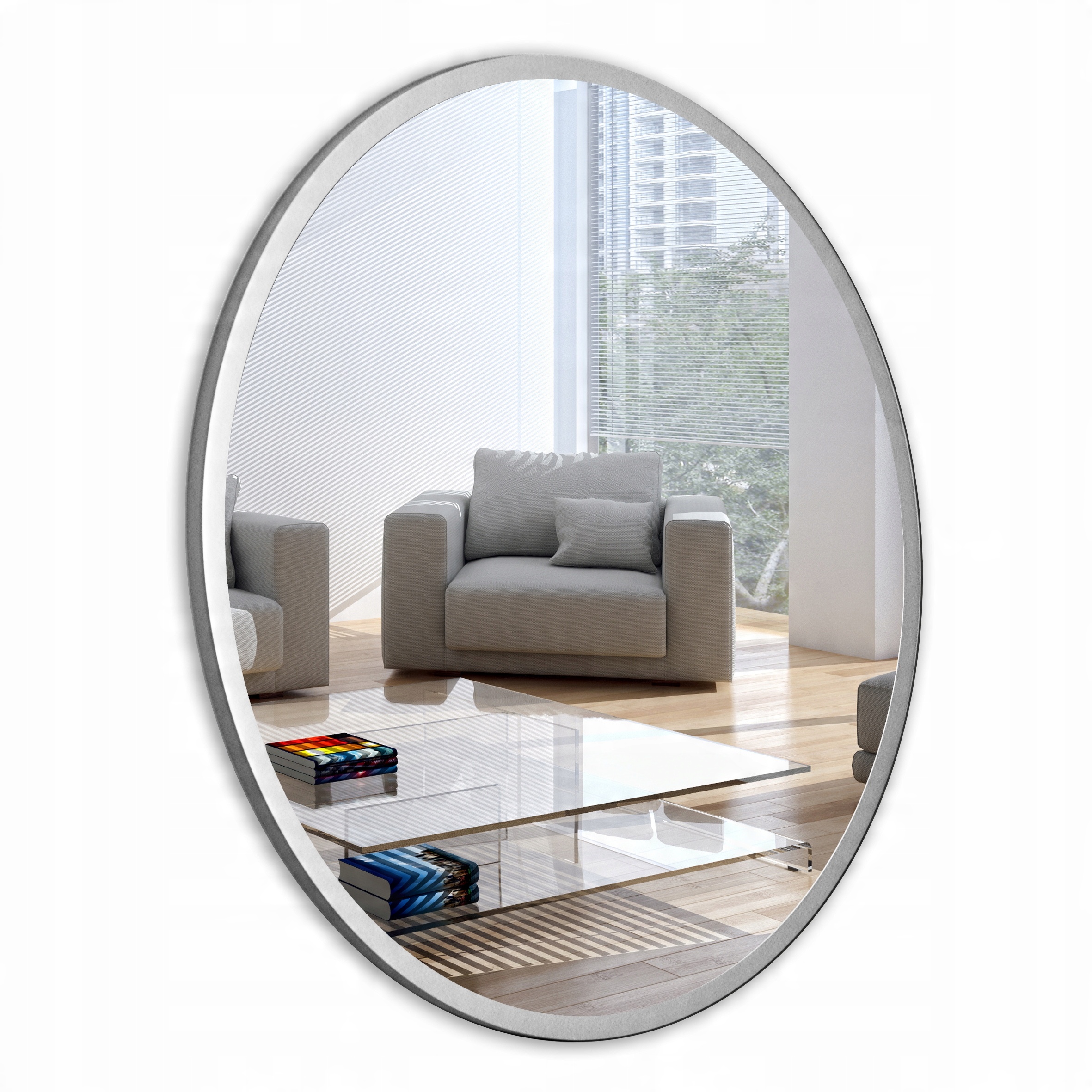 

Lustro Okrągłe Srebrne Loft 80 CM Aluminium