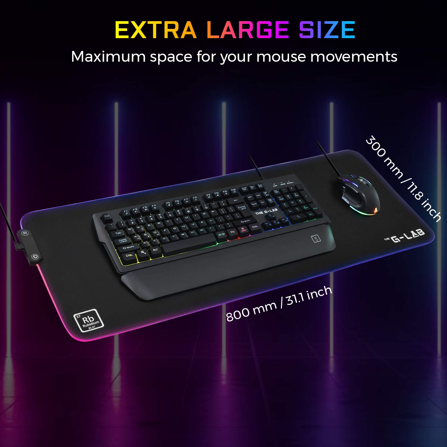 THE G-LAB Podkładka Gamingowa XXL RGB LED Antypoślizgowa 800x300x3 mm — miniatura 5