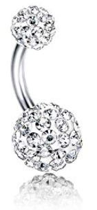 SREBRNY KOLCZYK DO PĘPKA KRYSZTAŁKI SS316L Marka Emigmat