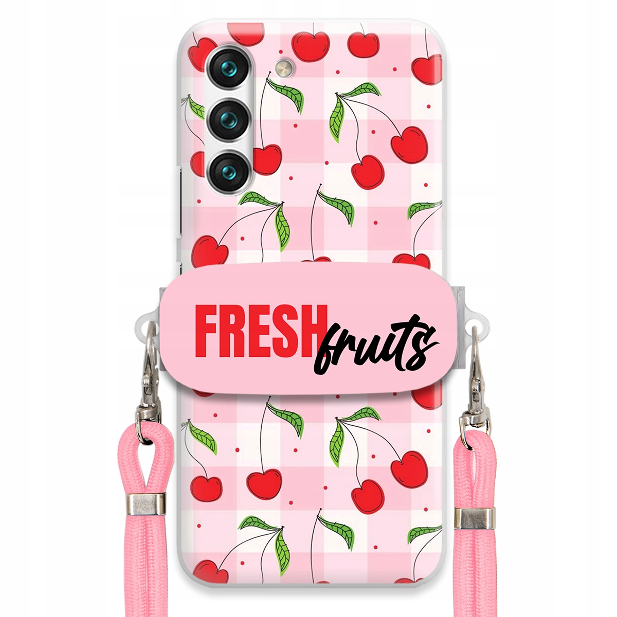 Puzdro pre Samsung S22 Case držiak na šnúrku ruží Fresh Fruits Mriežka Ovocie