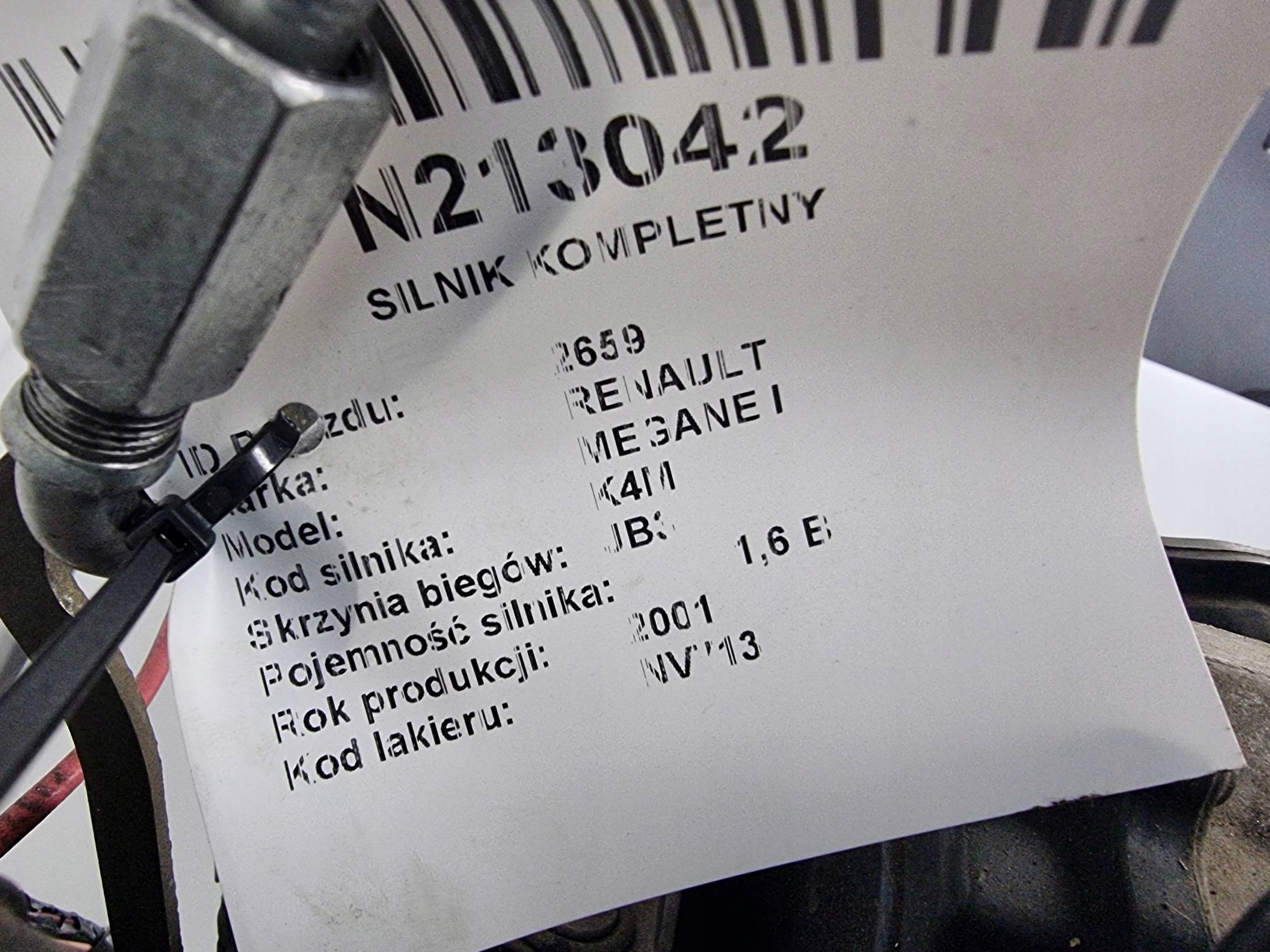 engine complete K4MA708 1.6 107 KM RENAULT MEGANE and