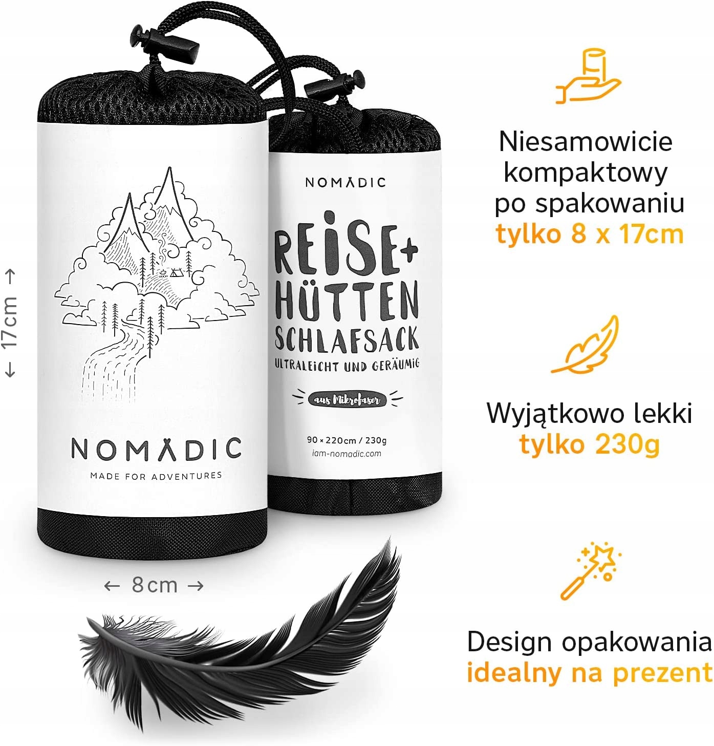 MINI ŚPIWÓR TURYSTYCZNY PODRÓŻNY KEMPINGOWY Z MIKROFIBRY LEKKI 2,2 x 0,9 Model Mini