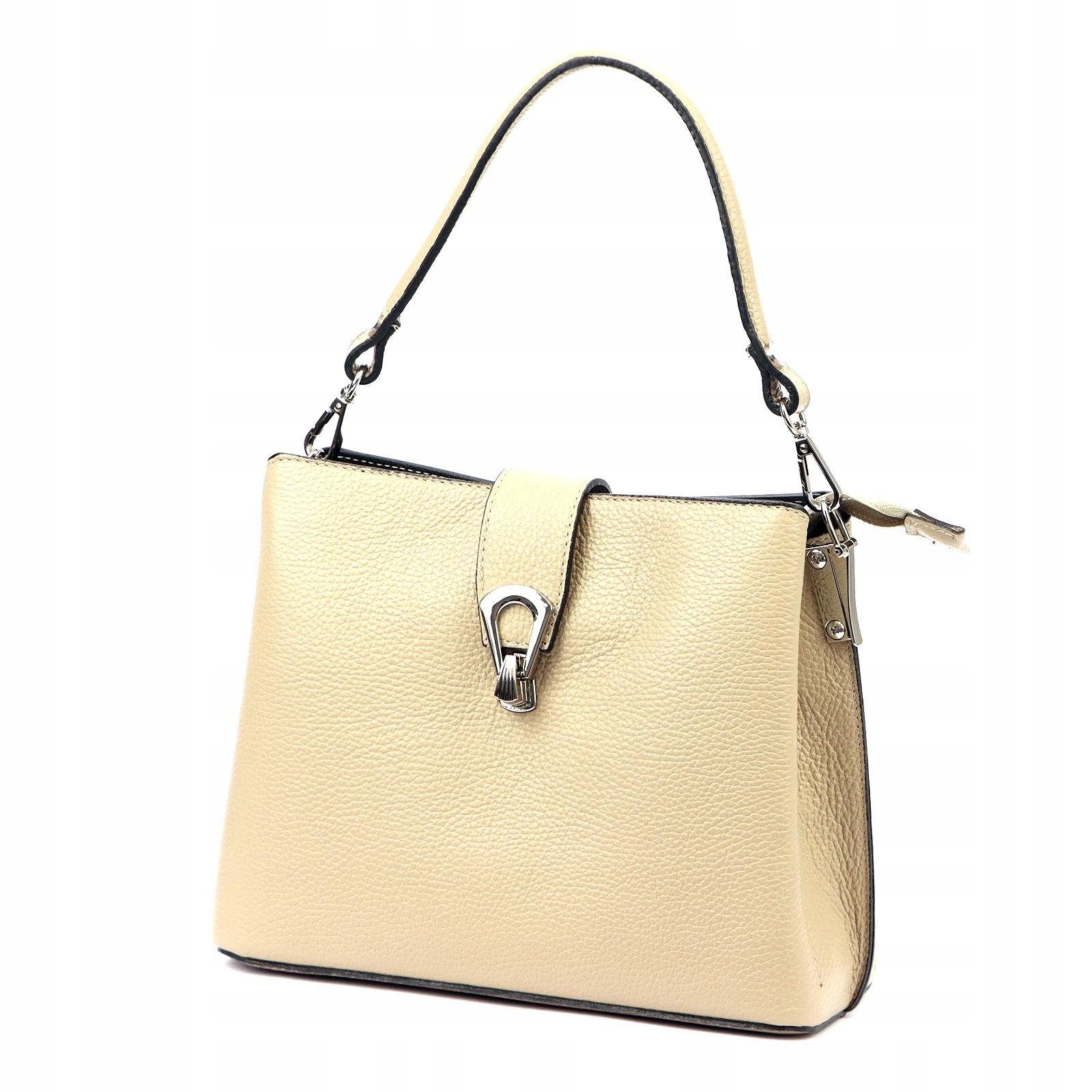 Dámská kožená béžová kabelka přes rameno s připínacím popruhem Luka